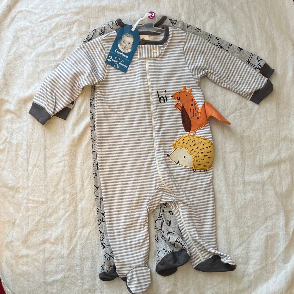 3 pack Gerber footed pajamas